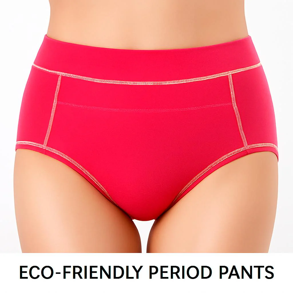 Eco-Friendly Period Pants - Light Blue with Pink Stitching - Image 4