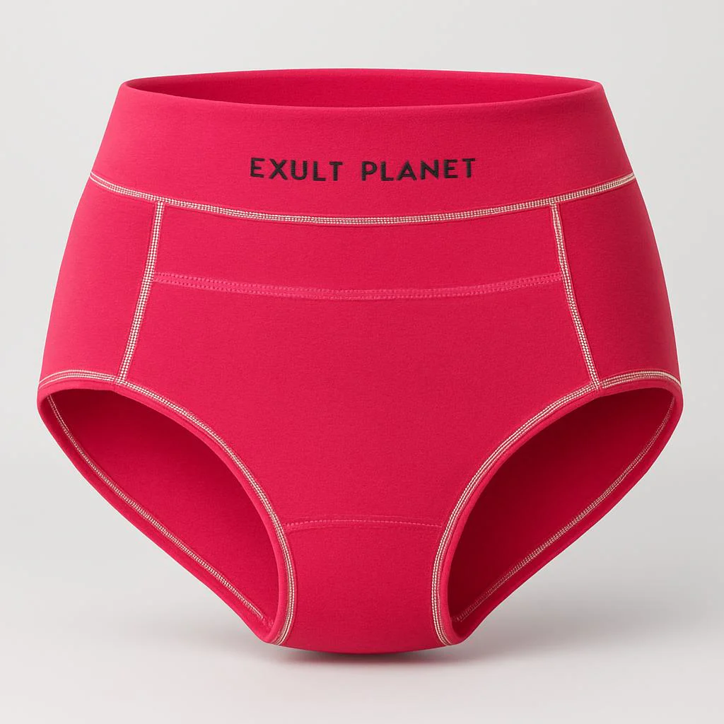 Eco-Friendly Period Pants - Light Blue with Pink Stitching - Image 5