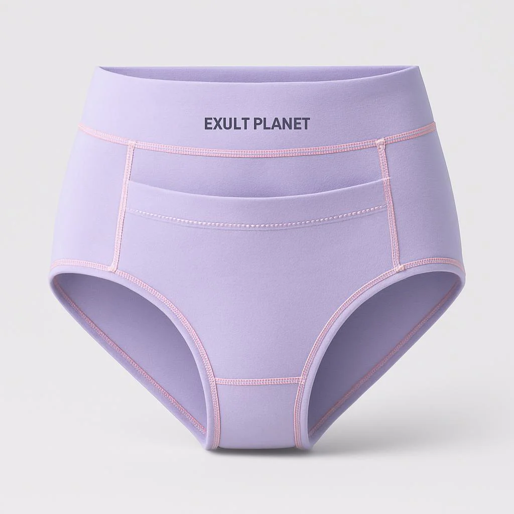 Eco-Friendly Period Pants - Light Blue with Pink Stitching - Image 6