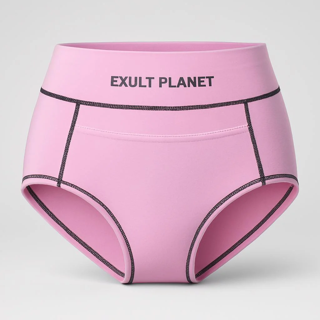 Eco-Friendly Period Pants - Light Blue with Pink Stitching - Image 8