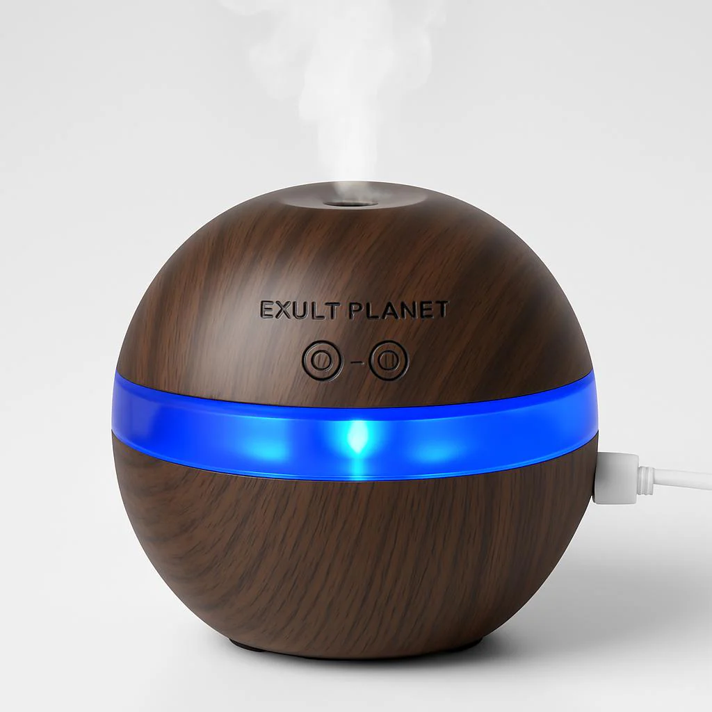 Spherical Wood Grain Essential Oil Diffuser with LED Light - Image 6