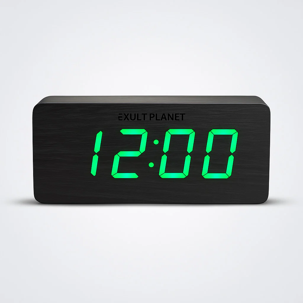 Eco-Friendly Wooden Digital Alarm Clock with LED Display