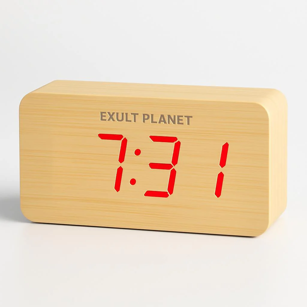 Eco-Friendly Wooden Digital Alarm Clock with LED Display - Image 12