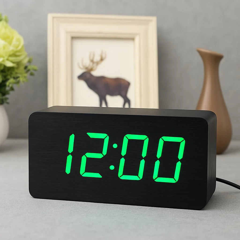 Eco-Friendly Wooden Digital Alarm Clock with LED Display - Image 15