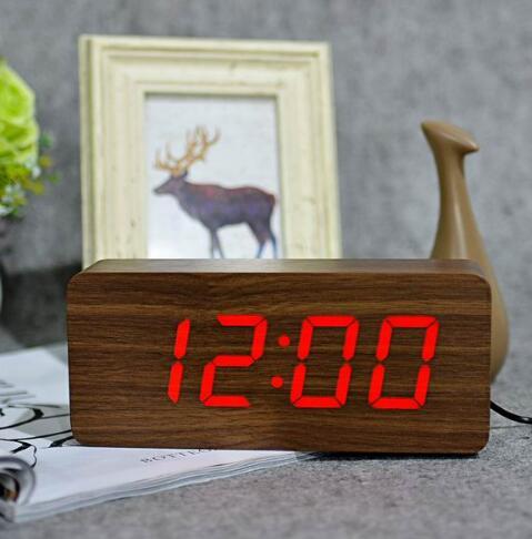 Eco-Friendly Wooden Digital Alarm Clock with LED Display - Image 18