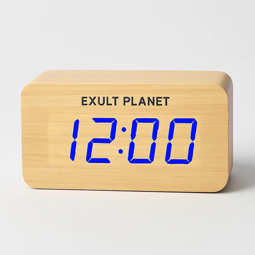 Eco-Friendly Wooden Digital Alarm Clock with LED Display - Image 3