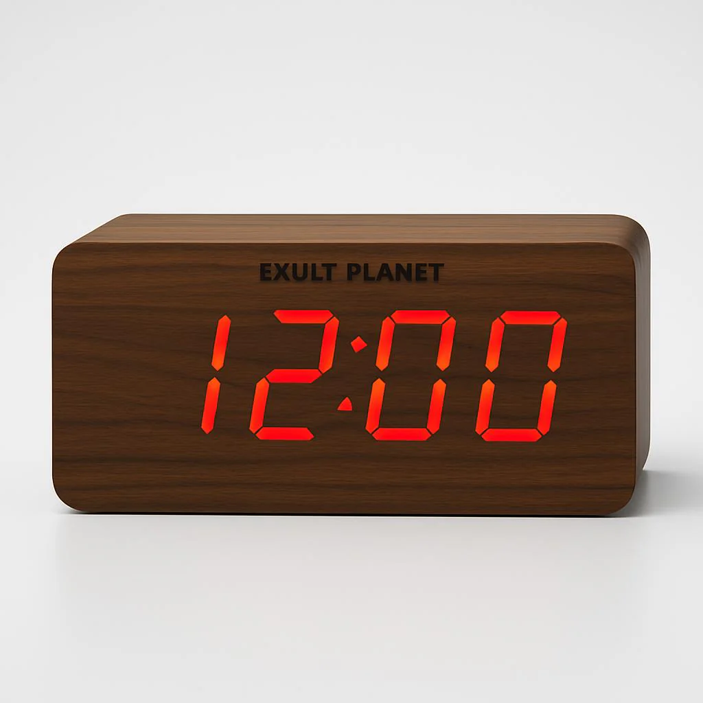 Eco-Friendly Wooden Digital Alarm Clock with LED Display - Image 4
