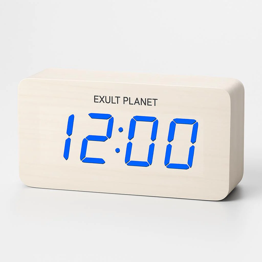 Eco-Friendly Wooden Digital Alarm Clock with LED Display - Image 5