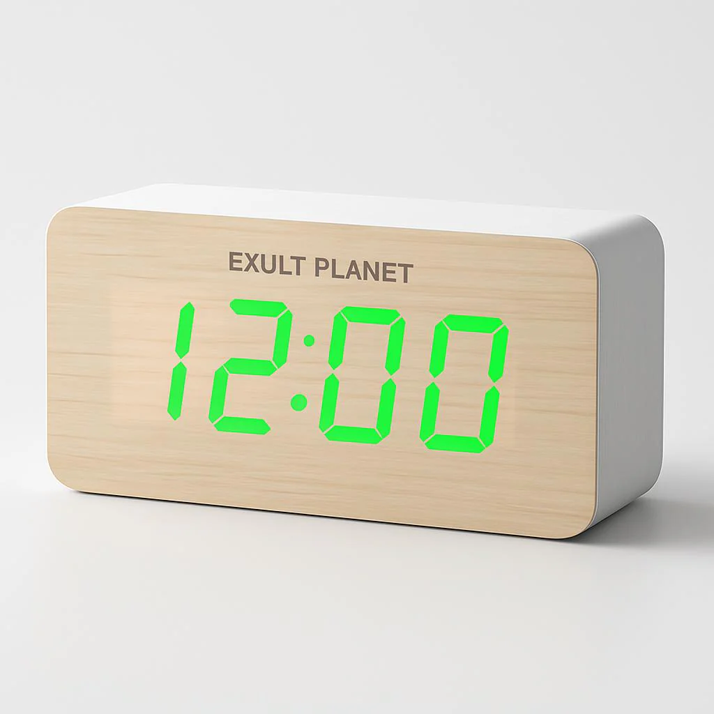 Eco-Friendly Wooden Digital Alarm Clock with LED Display - Image 7