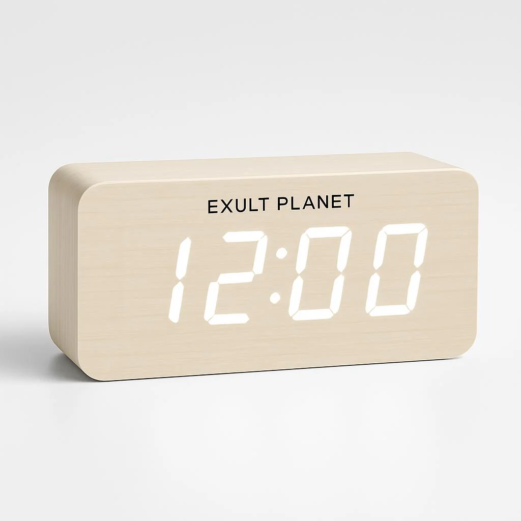 Eco-Friendly Wooden Digital Alarm Clock with LED Display - Image 8
