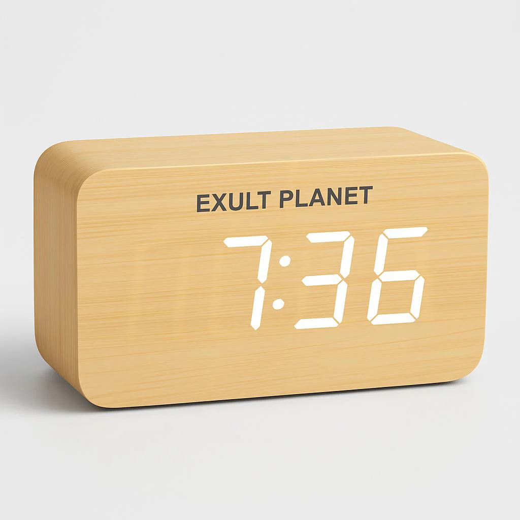 Eco-Friendly Wooden Digital Alarm Clock with LED Display - Image 9