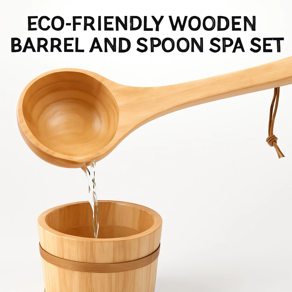 Eco-Friendly Wooden Barrel and Spoon Spa Set - Image 7