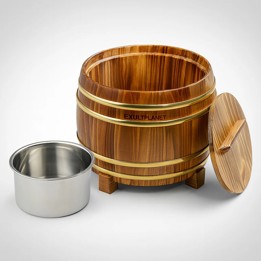 Eco-Friendly Wooden Barrel Rice Soaking Tub