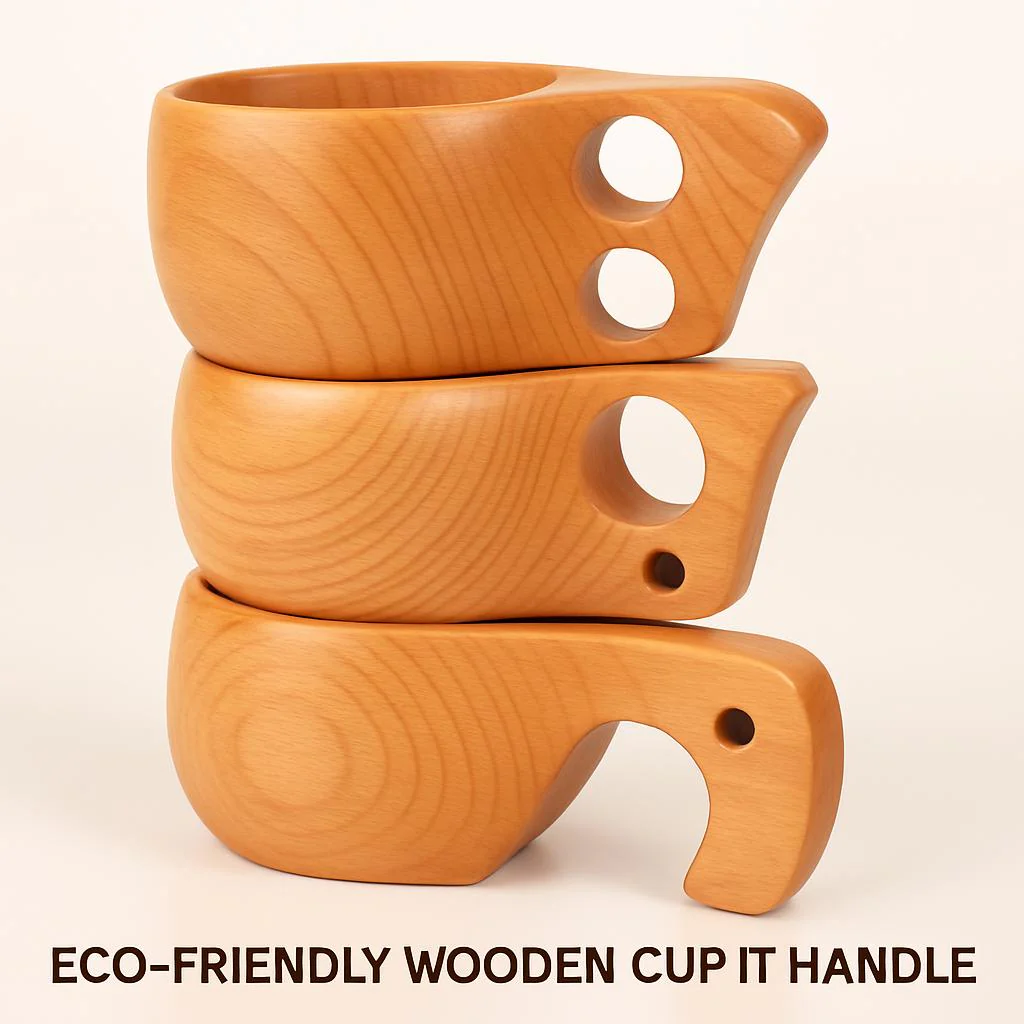 Eco-Friendly Wooden Cup with Handle - Sustainable & Biodegradable - Image 10