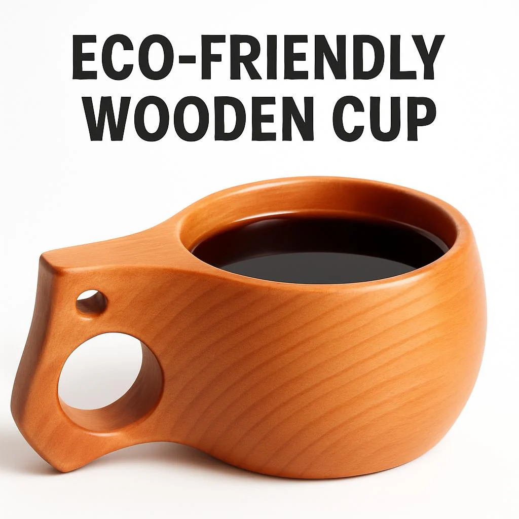 Eco-Friendly Wooden Cup with Handle - Sustainable & Biodegradable - Image 11