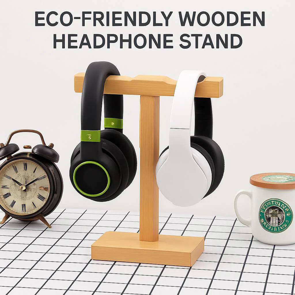 Eco-Friendly Wooden Earphone Stand - Image 4
