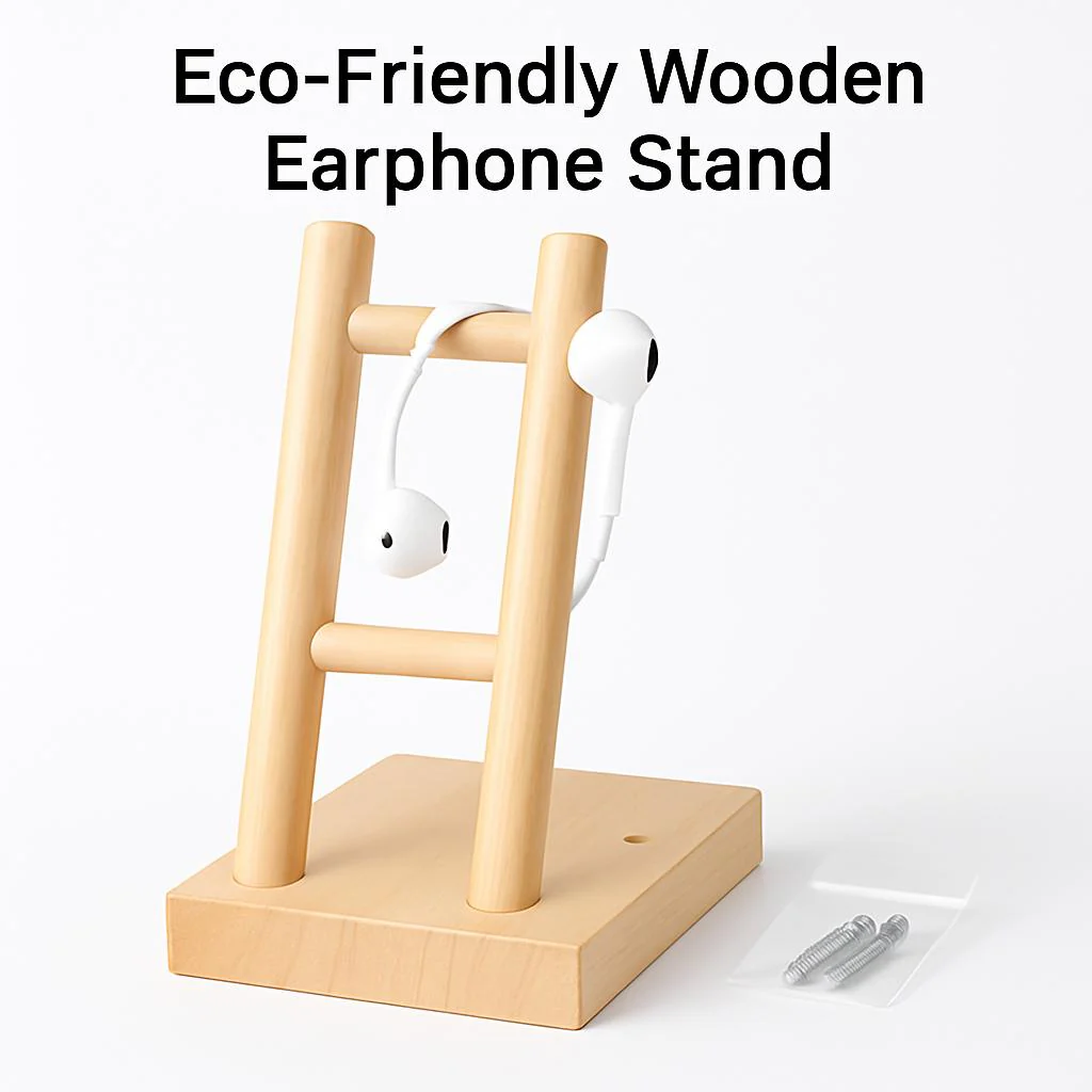 Eco-Friendly Wooden Earphone Stand - Image 5