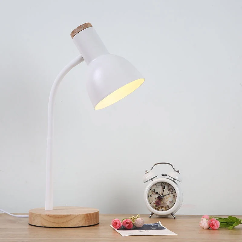 Eco-Friendly White Table Lamp with Natural Wood Base - Image 10