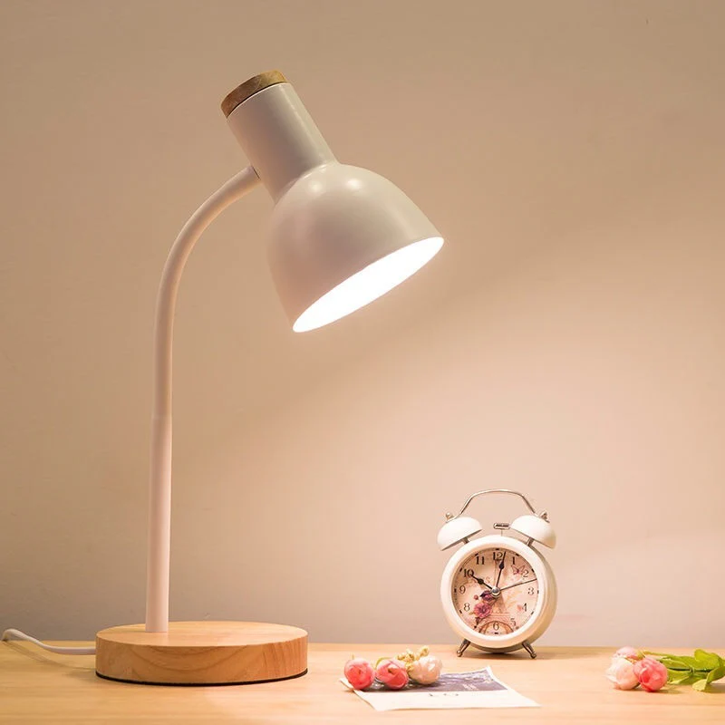 Eco-Friendly White Table Lamp with Natural Wood Base - Image 8