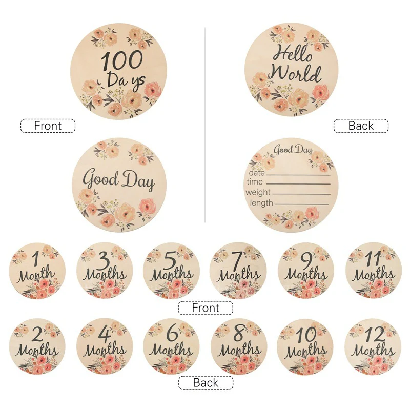 Eco-Friendly Wooden Flower Milestone Photo Prop Disc - Image 14