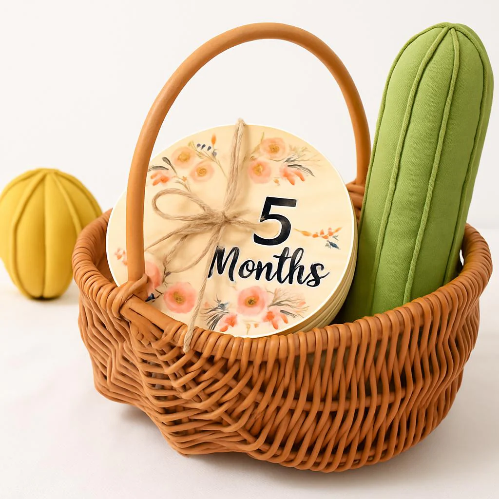 Eco-Friendly Wooden Flower Milestone Photo Prop Disc - Image 2