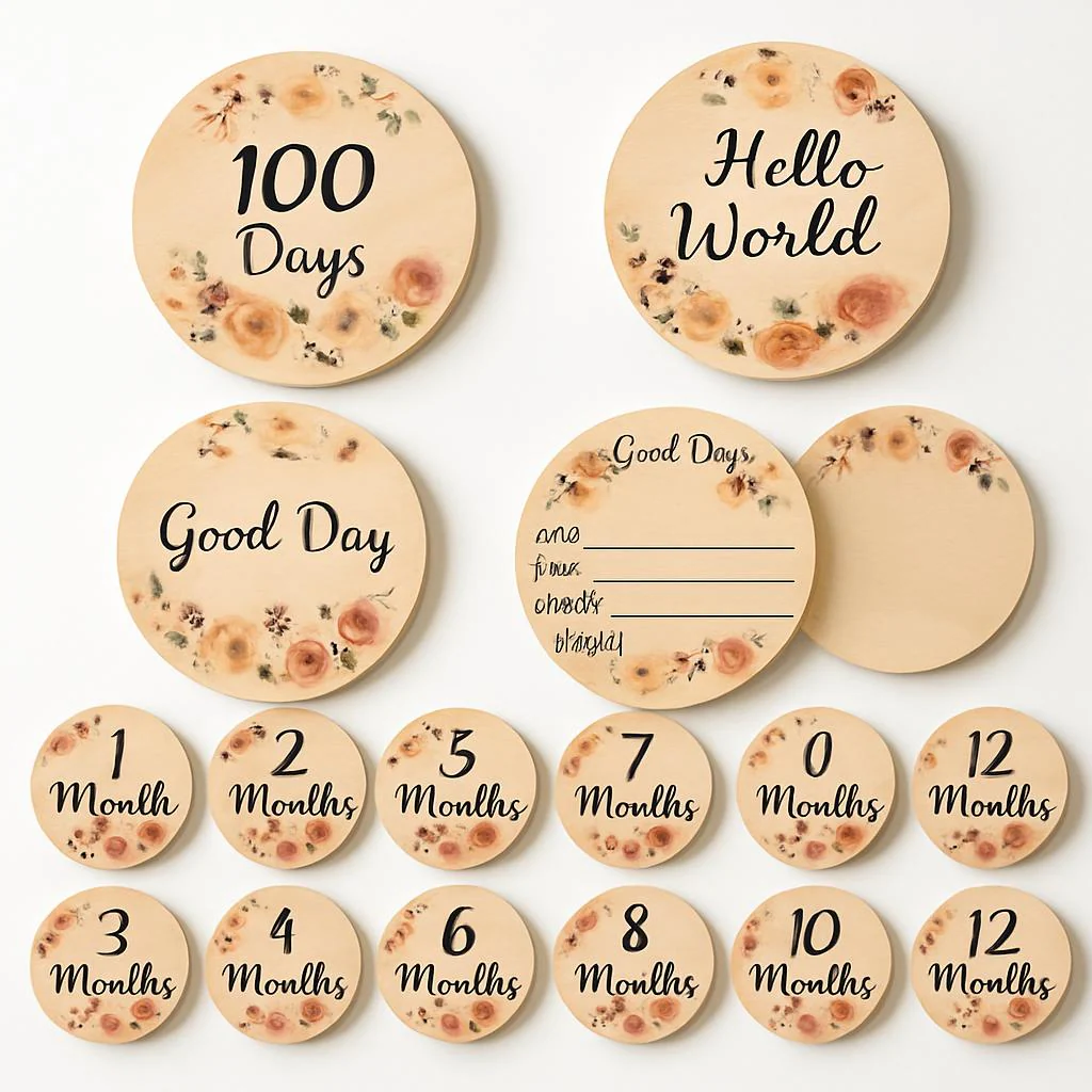 Eco-Friendly Wooden Flower Milestone Photo Prop Disc - Image 8