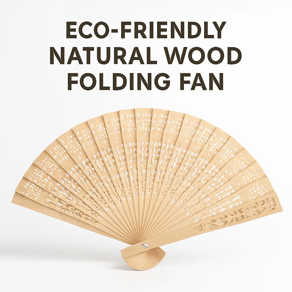 Eco-Friendly Natural Wood Folding Fan - Sustainable Cooling Solution - Image 4