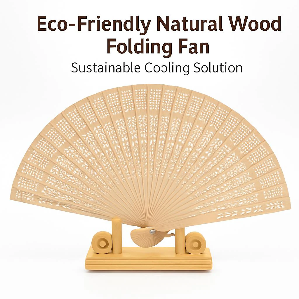 Eco-Friendly Natural Wood Folding Fan - Sustainable Cooling Solution - Image 7