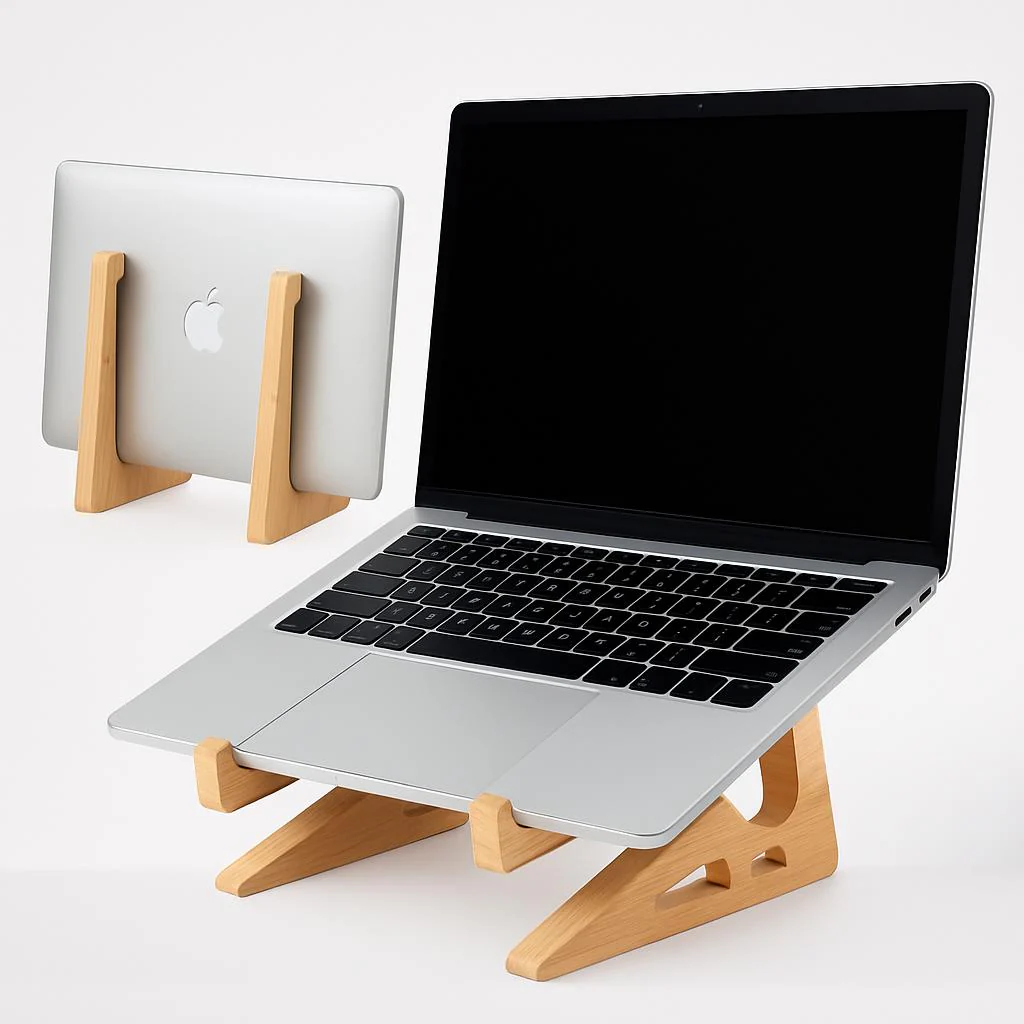 Eco-Friendly Natural Wood Vertical Laptop Stand - Image 3