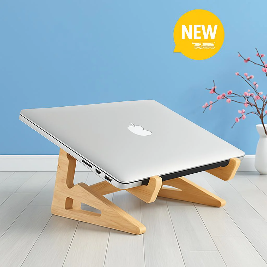Eco-Friendly Natural Wood Vertical Laptop Stand - Image 4