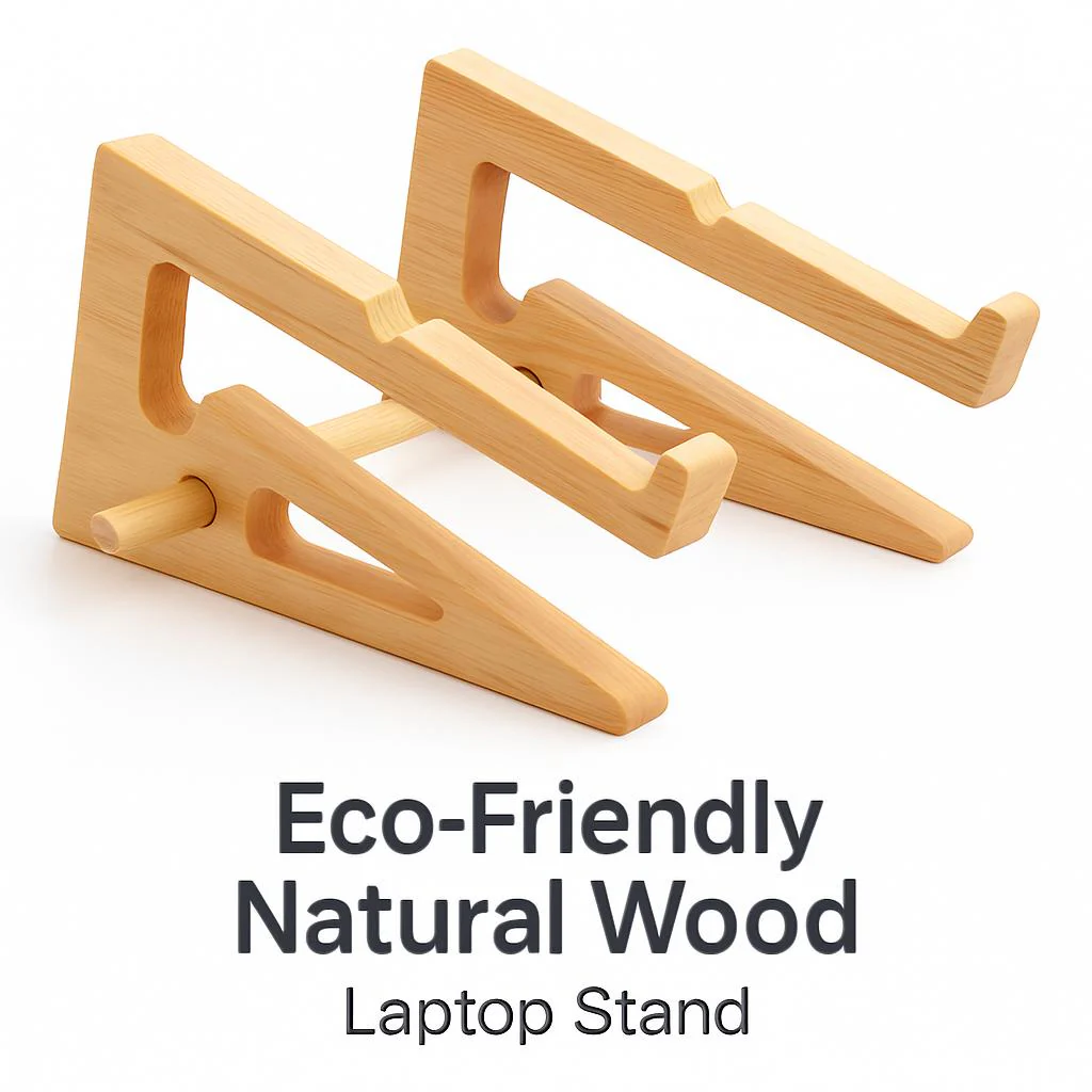 Eco-Friendly Natural Wood Vertical Laptop Stand - Image 6