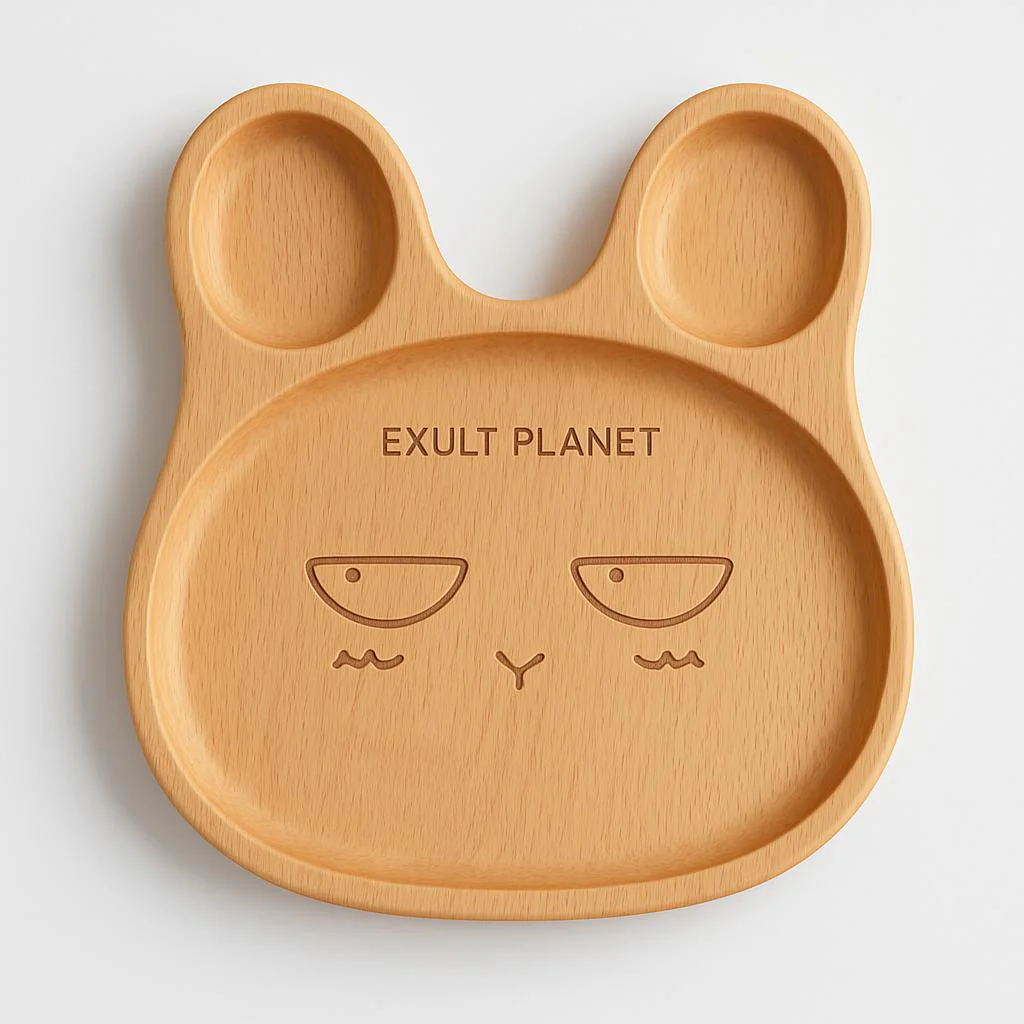 Eco-Friendly Animal-Shaped Wooden Plate for Kids - Image 3