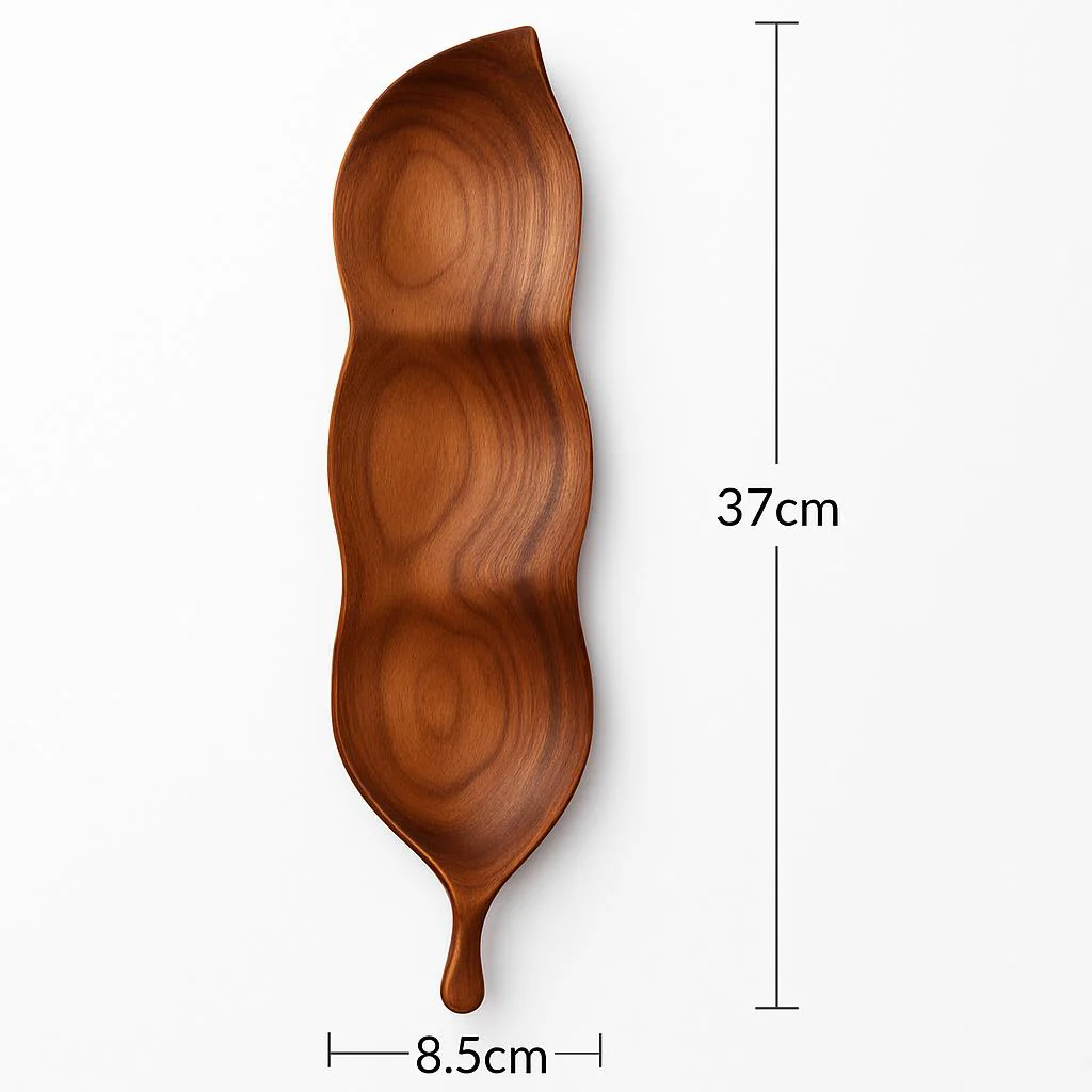 Eco-Friendly Leaf-Shaped Wooden Serving Tray for Sustainable Dining - Image 4