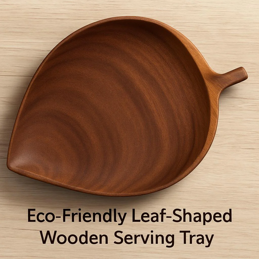 Eco-Friendly Leaf-Shaped Wooden Serving Tray for Sustainable Dining - Image 6