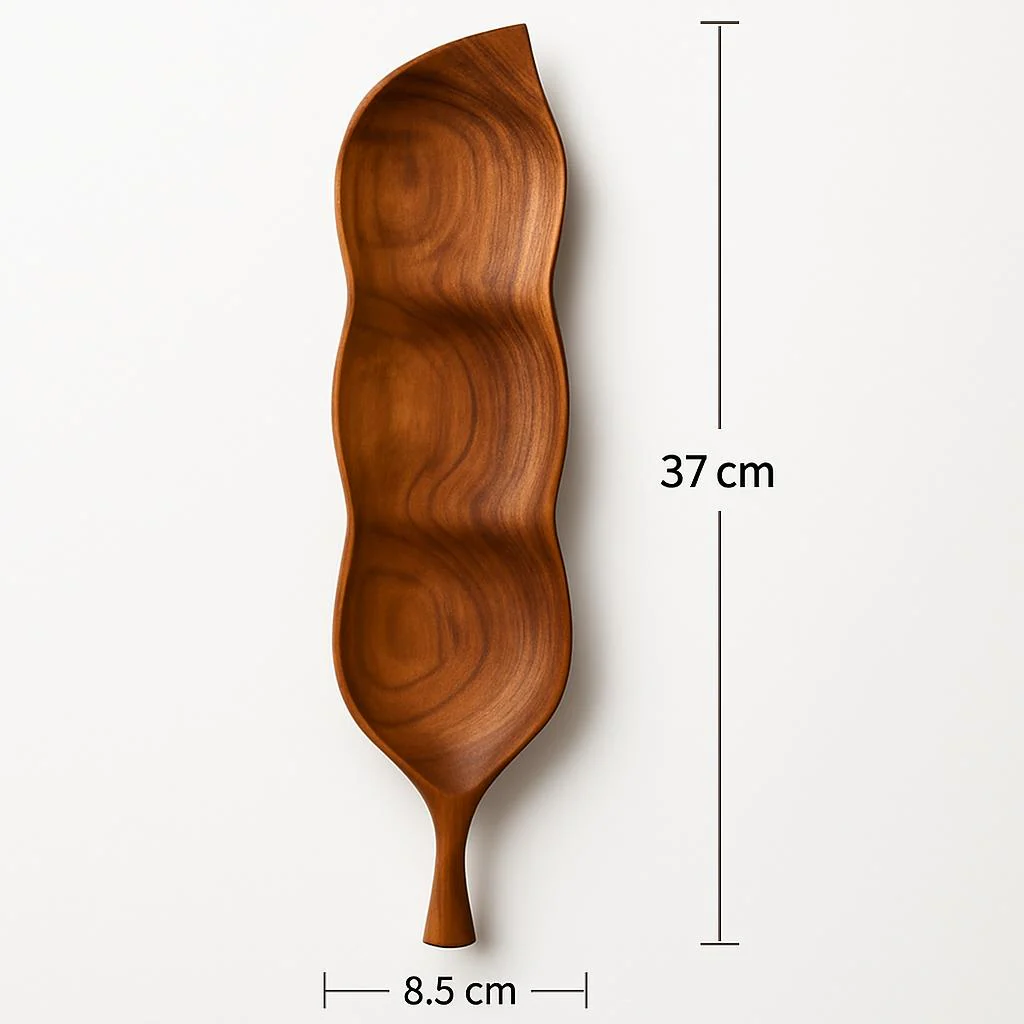 Eco-Friendly Leaf-Shaped Wooden Serving Tray for Sustainable Dining - Image 7
