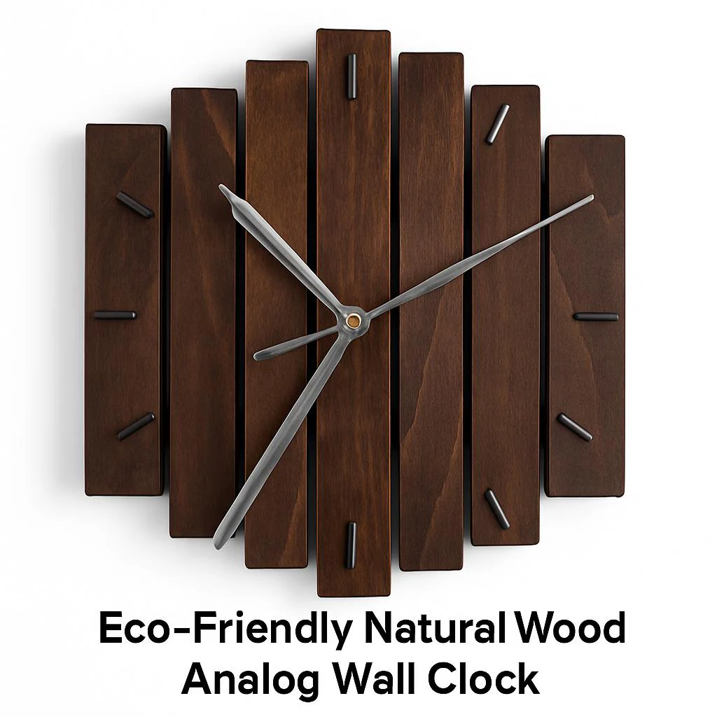 Eco-Friendly Natural Wood Analog Wall Clock - Image 6